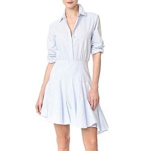 JASON WU GREY Asymmetric Striped Cotton-Poplin Striped Mini Shirt Dress